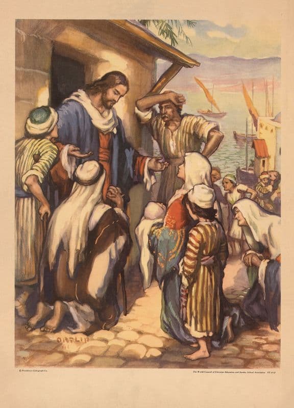 Jesus heals the sick as a canvas print