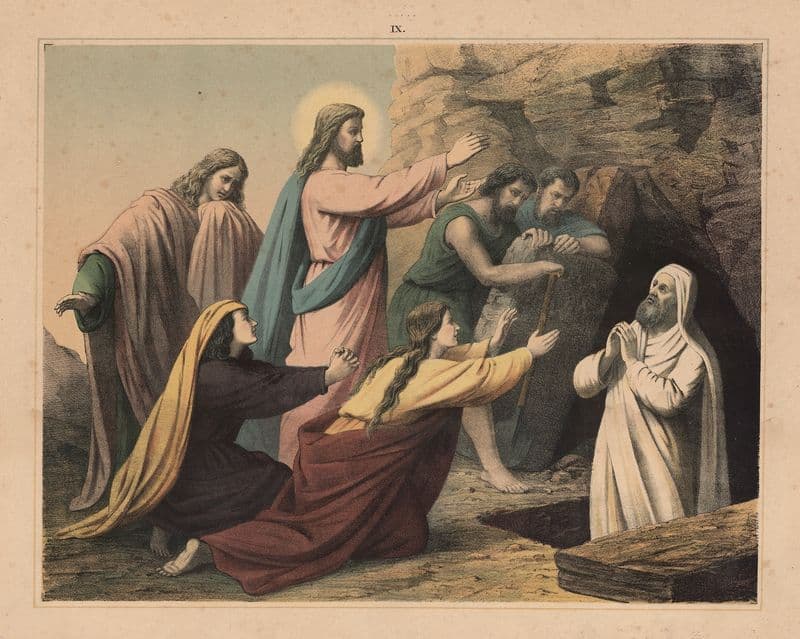 Jesus resurrects Lazarus as a canvas print