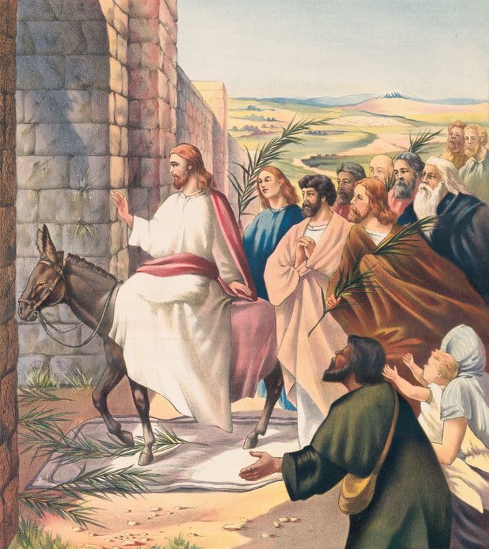 Jesus riding into Jerusalem as a canvas print