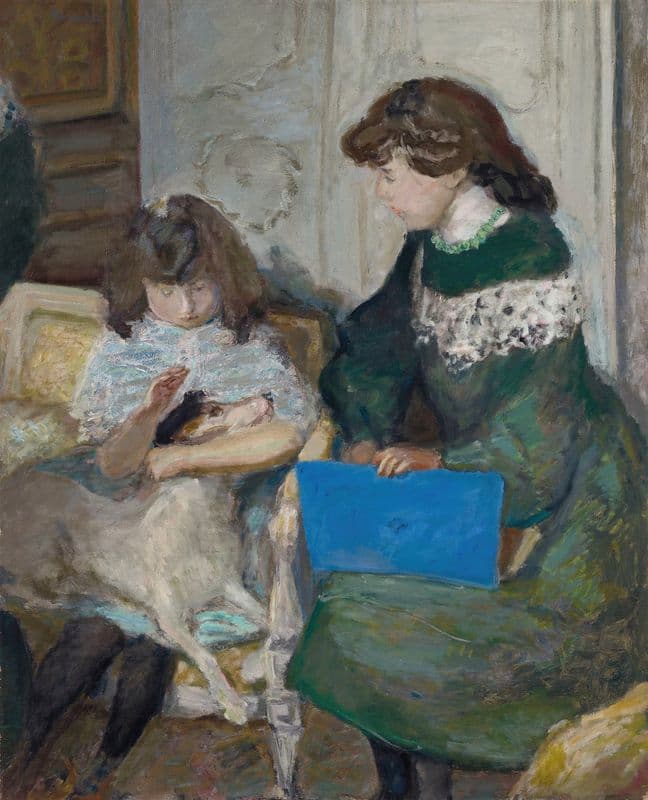 Jeunes filles au chien (Deux des filles d’Alexandre Natanson) as a canvas print