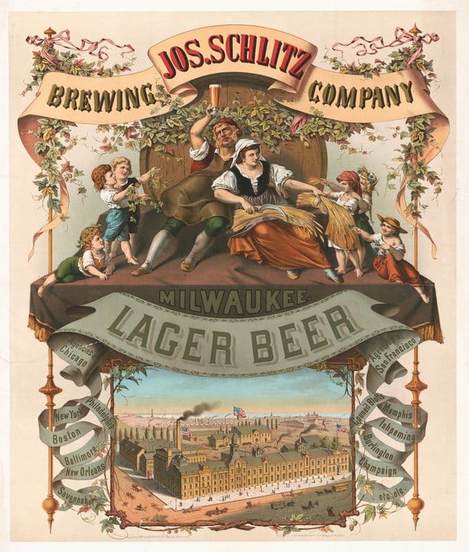 Jos. Schlitz brewing company, Milwaukee lager beer as a canvas print