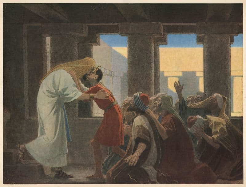 Joseph reveals himself to his brothers as a canvas print