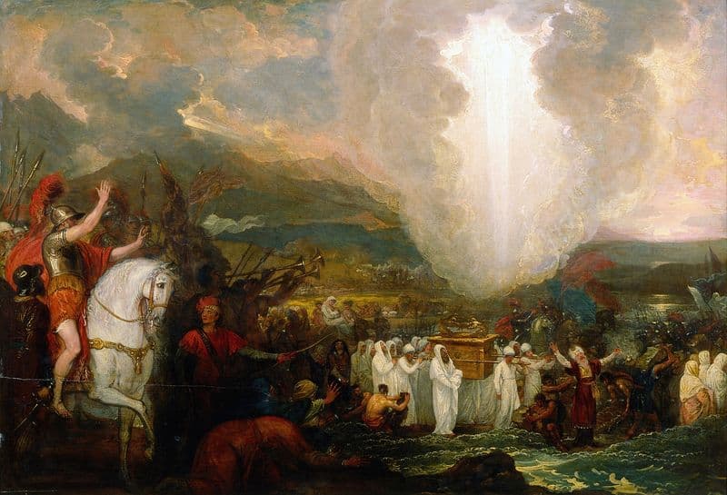 Joshua passing the River Jordan with the Ark of the Covenant as a canvas print