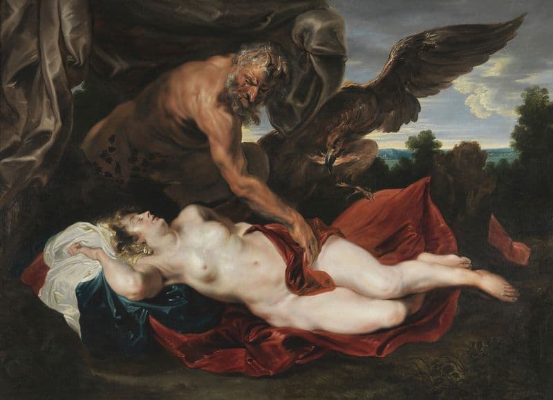 Jupiter and Antiope (circa 1620) as a canvas print