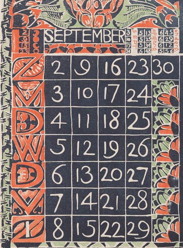 Kalenderblad september 1900 as a canvas print