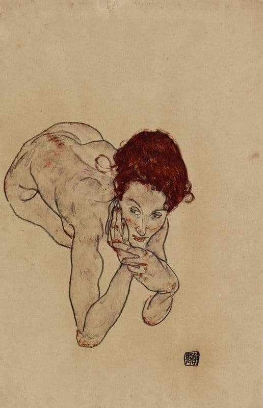 Kauernder weiblicher Akt (Crouching Female Nude) as a canvas print
