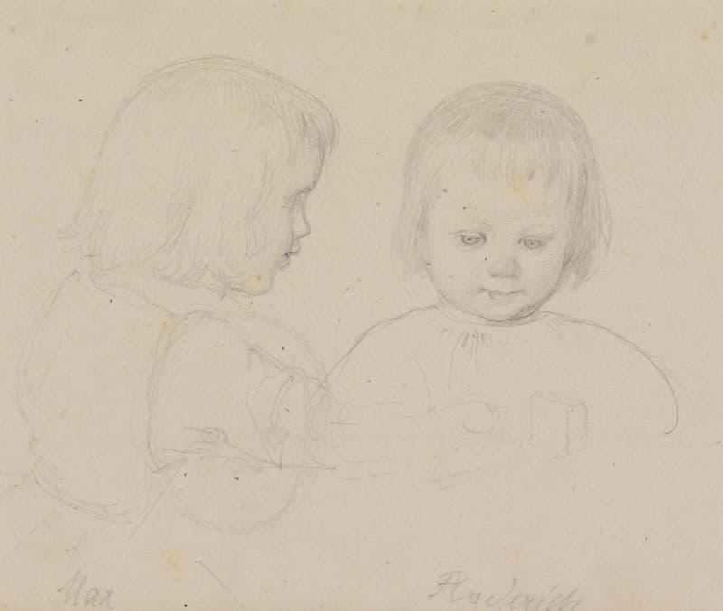 Kinderdoppelbildnis; Max und Roderich Schrödter, die Söhne des Künstlers (1847-1848) as a canvas print
