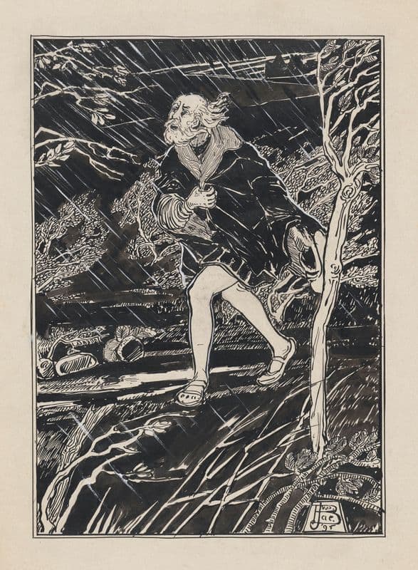 King Lear bij stormnacht op de heide as a canvas print