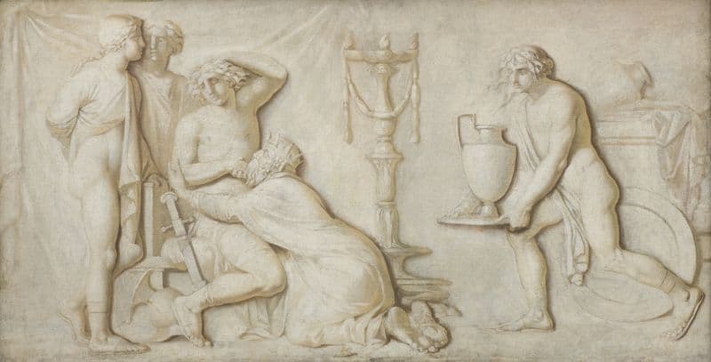 King Priam Pleading with Achilles for the Corpse of Hector (1794 – 1798) as a canvas print