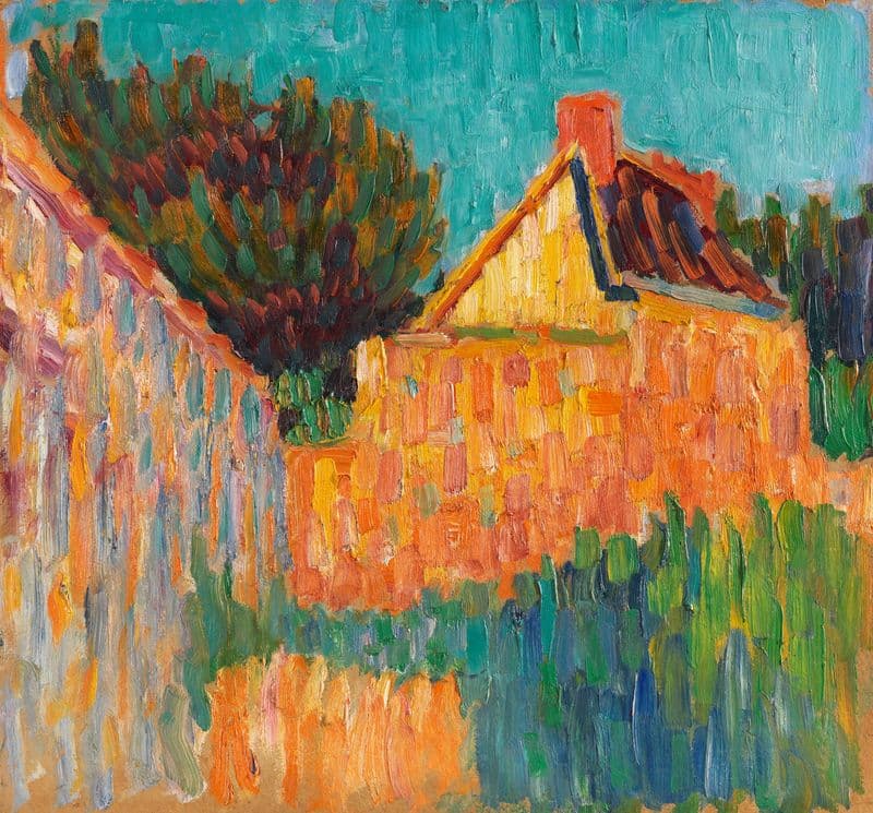 Kleines Haus vor Buschwerk (Französische Landschaft) as a canvas print