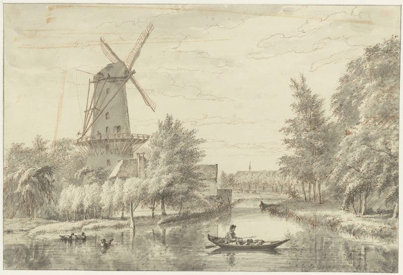 Kloppersingel met molen as a canvas print