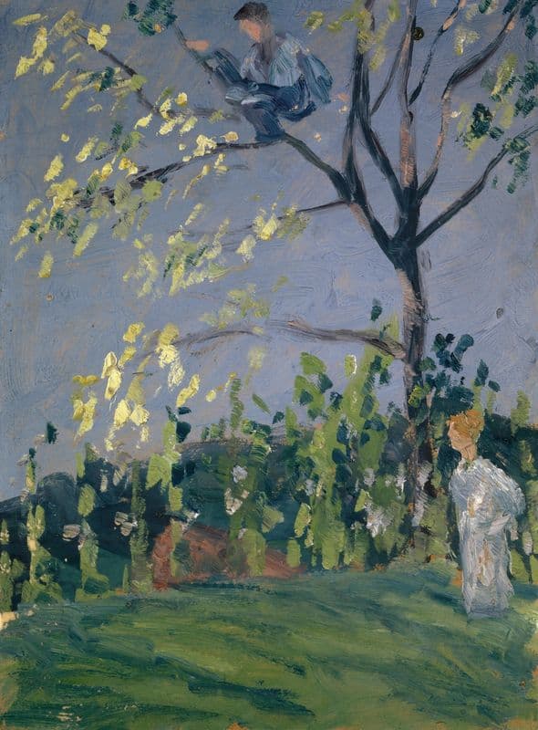 Knabe im Baum as a canvas print