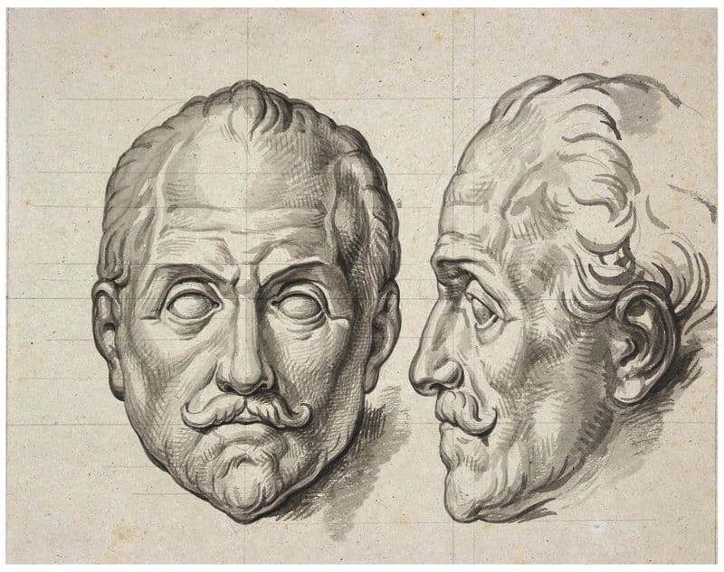 Kop Willem van Oranje, en face en en profil: sculptuur as a canvas print