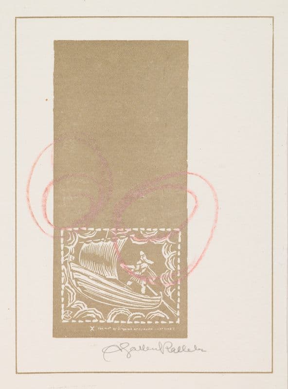 Koru-Kalevala, The Illustrated Kalevala, Poem L, vignette with Väinämöinen’s departure as a canvas print