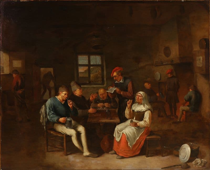 Kroscene med festende bønder as a canvas print