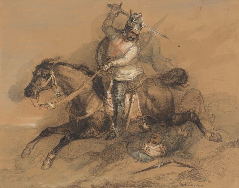 Kruisvaarder die een Turkse soldaat verslaat (1820 - 1883) as a canvas print