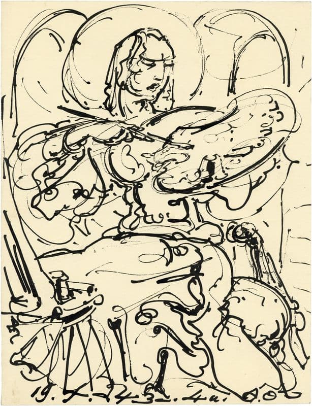 Kunstenaar met schilderspalet as a canvas print