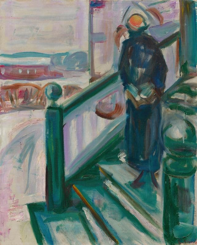 Kvinne på verandatrappen (1922-1924) as a canvas print
