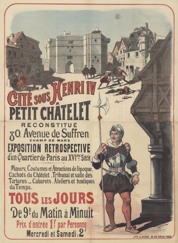 La cité sous Henri IV. Petit Châtelet reconstitué, 80 avenue de Suffren, champ de mars as a canvas print