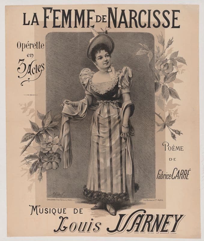La Femme de Narcisse, opérette en trois actes, poème de Fabrice Carré, musique de Louis Varney as a canvas print