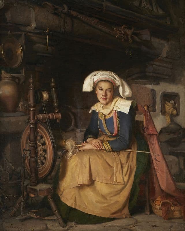 La Fileuse Bretonne (The Spinner) as a canvas print