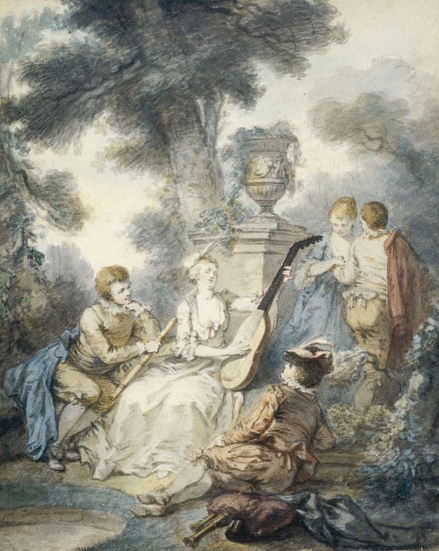 La Joueuse de guitare ou La Musique (18th century) as a canvas print