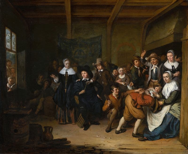‘La Main Chaude’ (‘Hot Cockles’) (c. 1660) as a canvas print