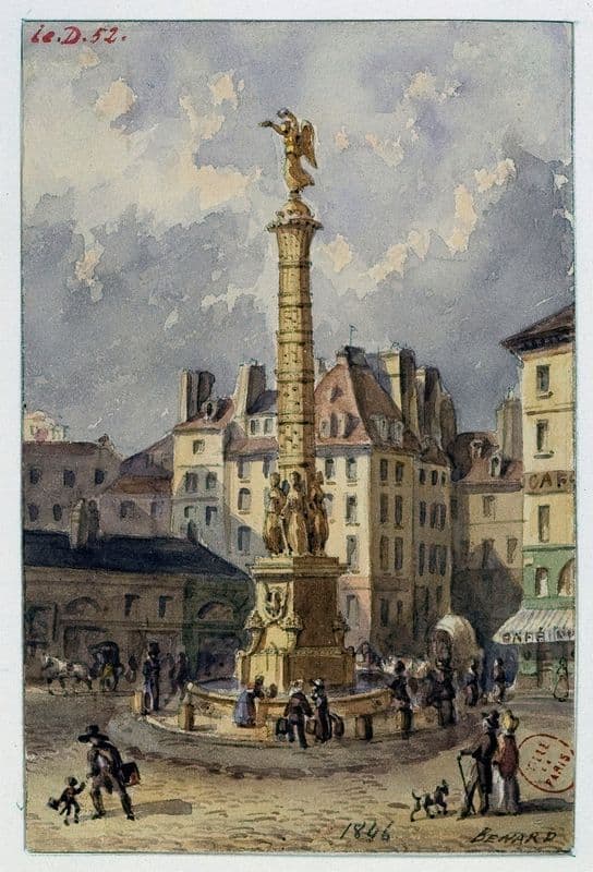 La place du Châtelet et la fontaine des Palmiers. as a canvas print