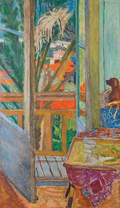 La porte-fenêtre avec chien as a canvas print