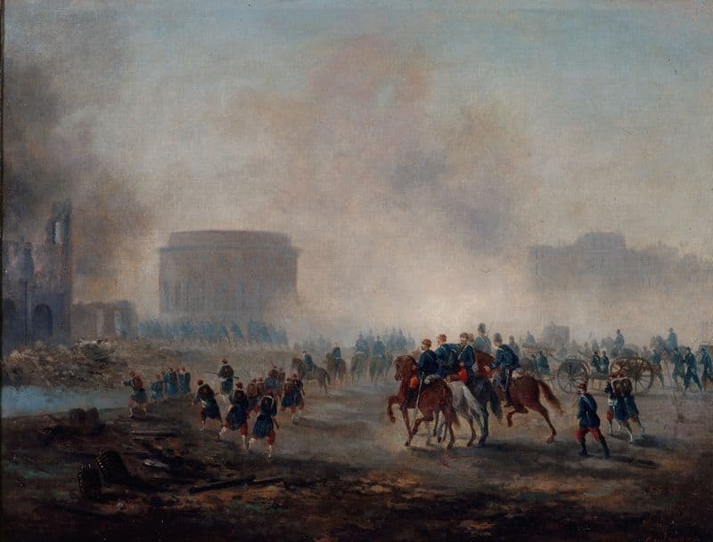 La Rotonde de la Villette cernée par les troupes versaillaises as a canvas print