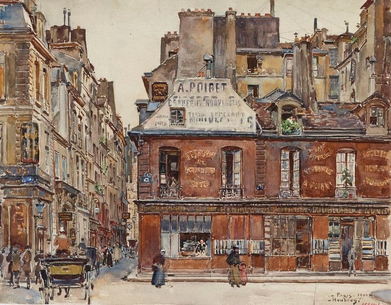 La rue Sauval, vue de la rue Saint-Honoré, en 1901. 1er arrondissement as a canvas print