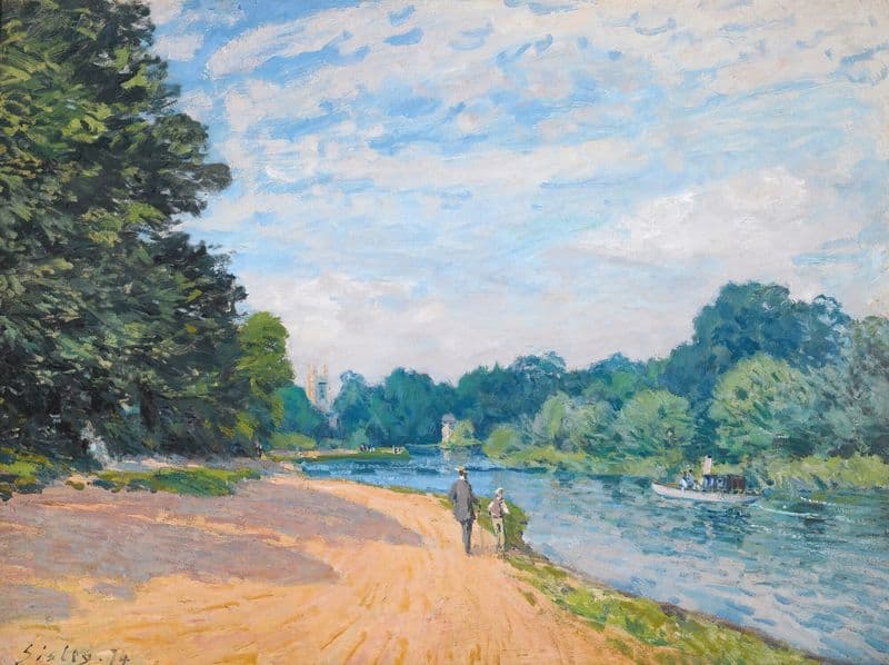 La Tamise Avec Hampton Church as a canvas print