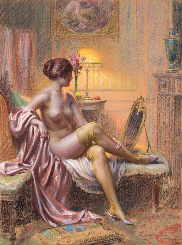 La Toilette par lampe as a canvas print