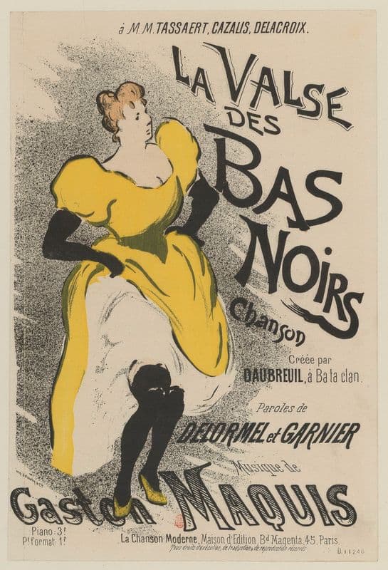 La Valse des Bas Noirs Chanson as a canvas print