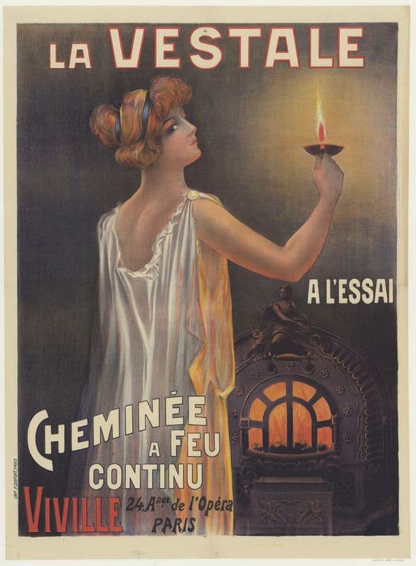 La Vestale cheminée à feu continu. À l’essai. Viville, 24 avenue de l’Opéra, Paris as a canvas print