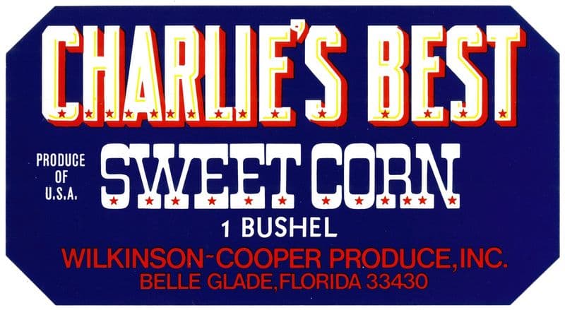 Label for Charlie’s Best Sweet Corn – Blue (1930-1950) as a canvas print