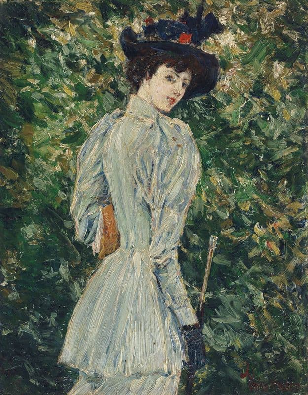 Lady in a Garden (circa 1900) as a canvas print