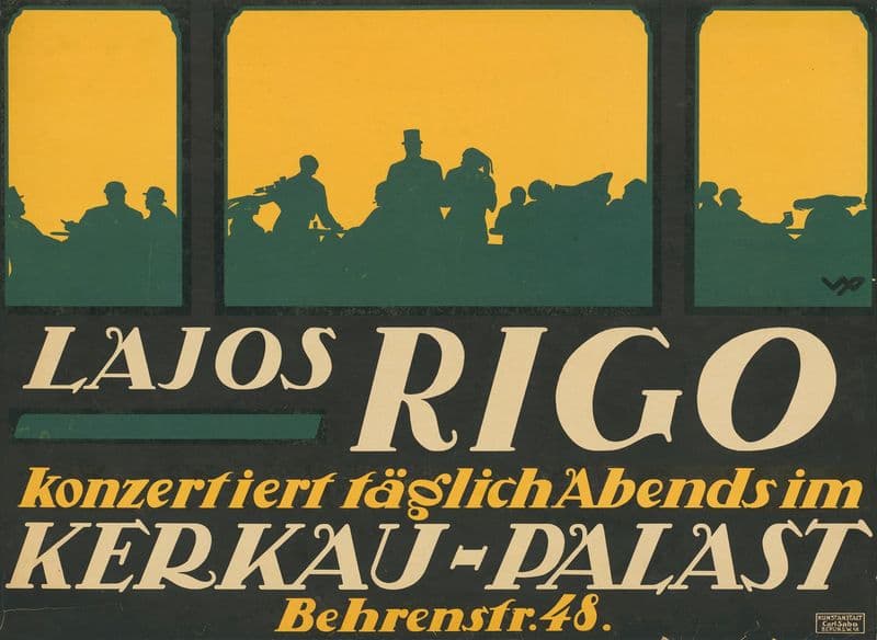 Lajos Rigo konzertiert täglich Abends im Kerkau -Palast Behrenstr. 48 (ca. 1910 - 1912) as a canvas print