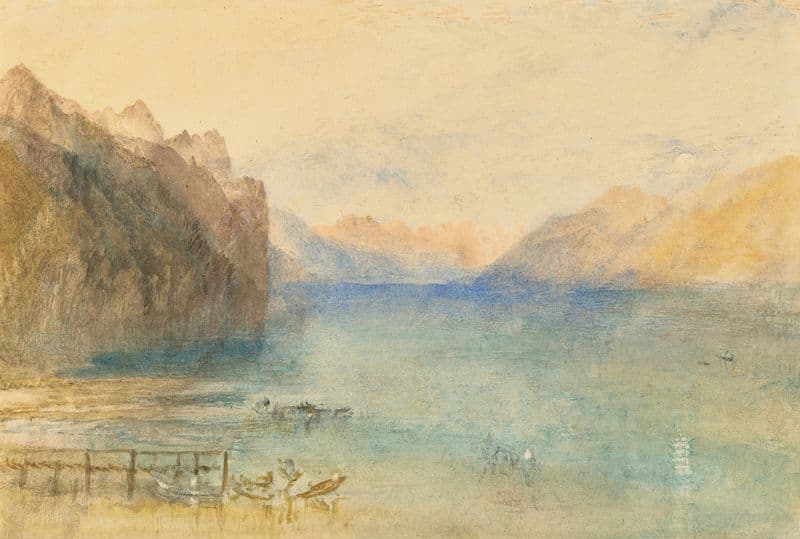 Lake Brienz, with the setting Moon as a canvas print