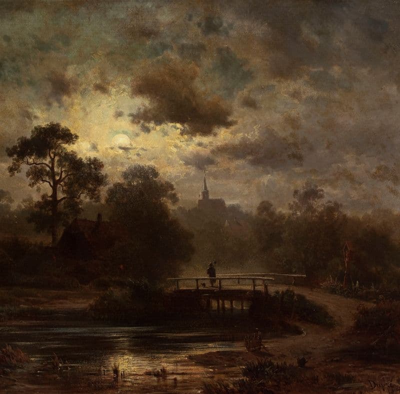 Landscape by moonlight as a canvas print