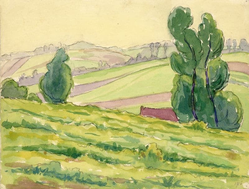 Landschap in aquarel as a canvas print