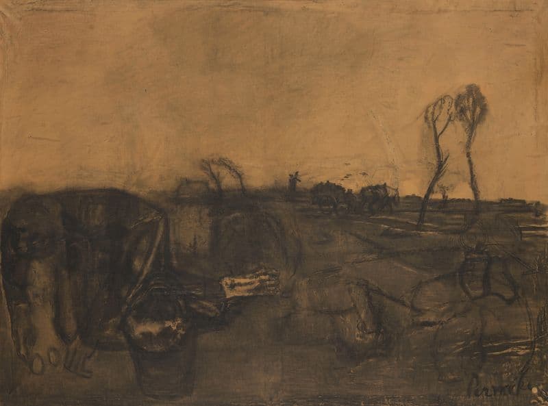 Landschap met wiedster as a canvas print