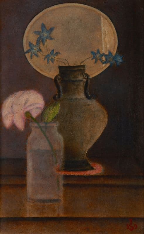 Larkspurs and a Rose as a canvas print