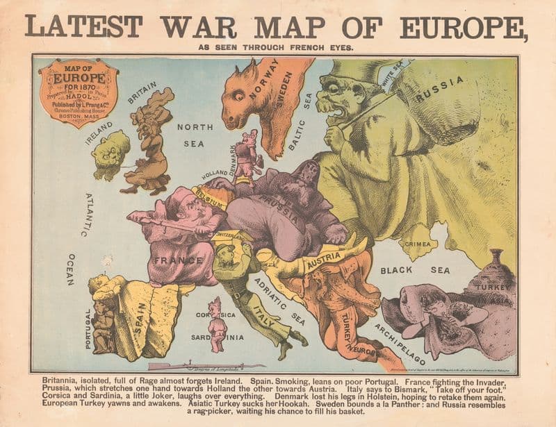 Latest war map of Europe; as seen through French eyes as a canvas print