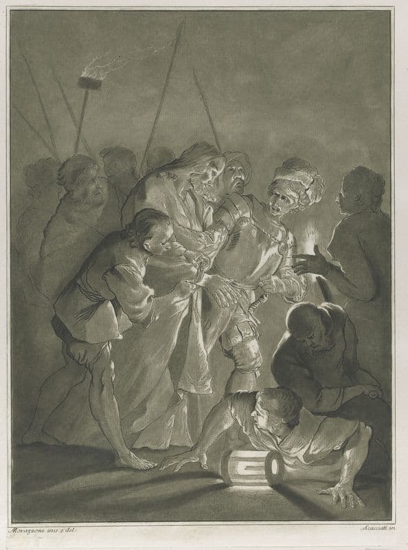 Latona and her sleeping twins, Apollo and Diana, within a landscape (1750–70) as a canvas print