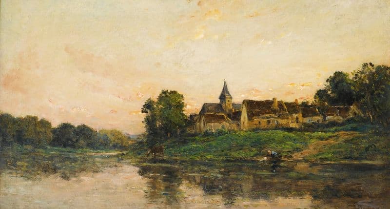Lavandière et vachère à Porte-joie as a canvas print
