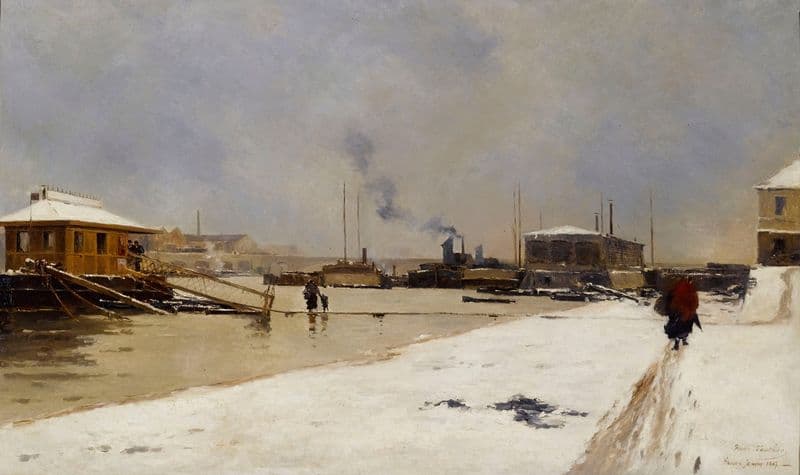 Le bas port du pont de Tolbiac, pendant la crue. as a canvas print