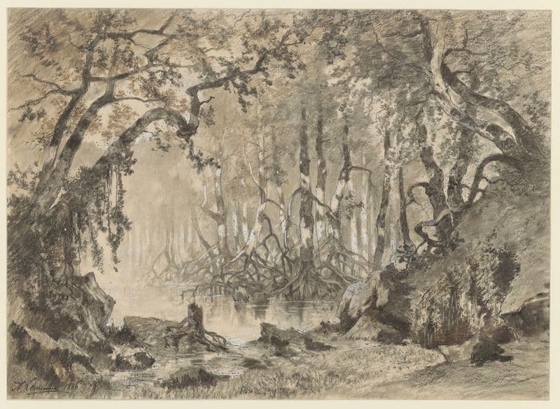 Le Crocodile – maquette de décor – l’île des Palétuviers as a canvas print