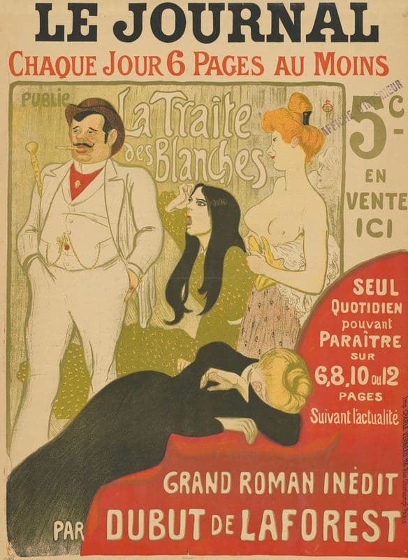 Le Journal. La Traite des Blanches. Grand Roman inédit par Dubut de Laforest as a canvas print