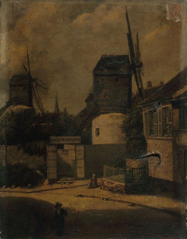 Le moulin de la Galette et le moulin Blutefin, Montmartre, 18ème arrondissement (1855 - 1865) as a canvas print